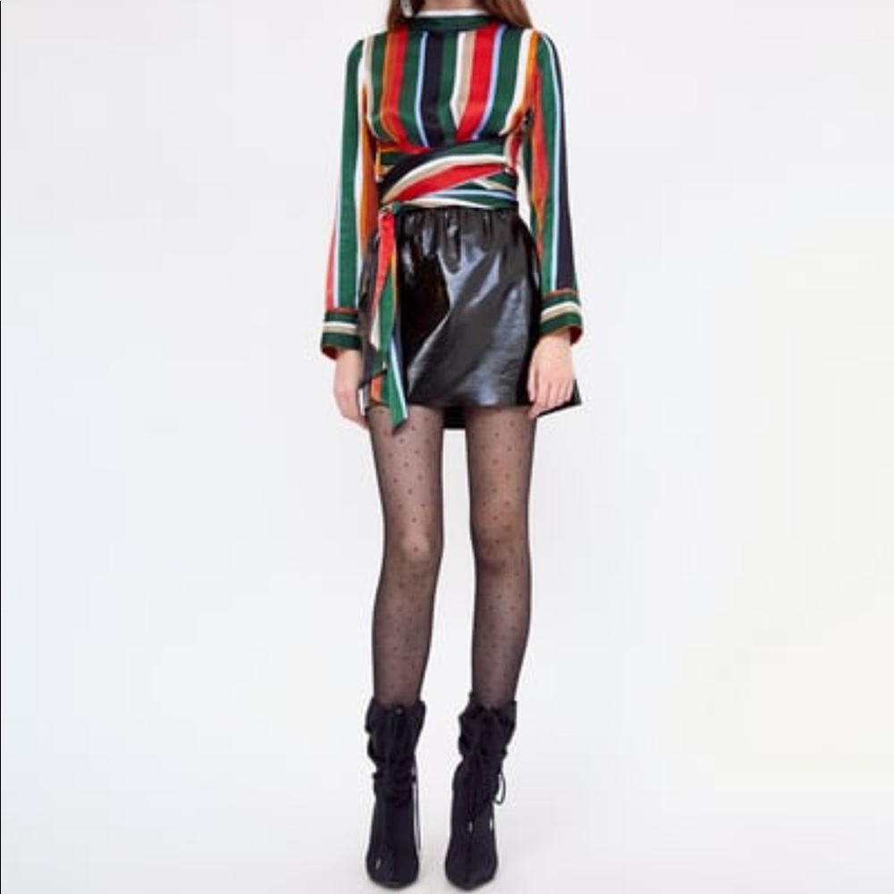 SOLD - Zara satiny multicolored striped top